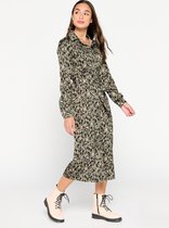 LOLALIZA Hemd jurk met luipaardprint - Khaki - Maat 44