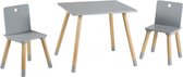 tafel en stoelen junior hout grijs/bruin 3-delig