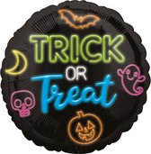 folieballon Neon Trick or Treat 45 cm zwart