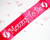 Mommy to be Baby Shower Sash - Embellissement pour enceinte - Rose avec lettres blanches - Baby Shower Gender Reveal