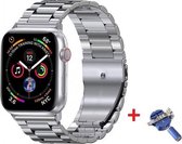 Luxe Metalen Armband Geschikt Voor  Apple Watch Series 1/2/3/4/5/6//7/SE 42/44/45 mm Horloge Bandje - 42mm/44mm/45mm iWatch Schakel Polsband Strap RVS - Met Horlogeband Inkortset - Schakelban