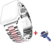 Metalen Armband Geschikt Voor Apple Watch Series 1/2/3/4/5/6//7/SE 42/44/45 mm Horloge Bandje - 42mm/44mm/45mm iWatch Schakel Polsband Strap RVS - Wristband Met Horlogeband Inkorts