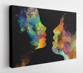 Canvas schilderij - Color Profiles series. Arrangement of textured human silhouettes on the subject of inner life, mind, personality, creativity and emotions  -     449743963 - 80*