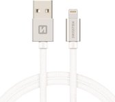 Swissten Lightning naar USB kabel voor iPhone 8/SE/X/XS/XR/11/12/13/14 - Pro/Pro Max/Mini/Plus en diverse iPad modellen - 0.2M - Zilver