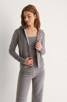 na-kd   velour zip up  Dames Trui - Maat XL