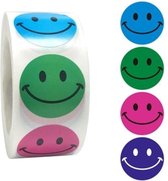 Beloningssticker - Sluitsticker - Sluitzegel – Smiley | Groen – Roze – Blauw - Paars |  Vrolijk – Lach – Gezichtje | Kaart | Envelop stickers | Cadeau - Gift - Cadeauzakje – Trakta