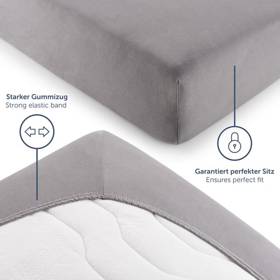 Drap Housse Blumtal - Hoeslaken Housse - Jersey - Katoen - 140 x 200 x 30 cm - Grijs