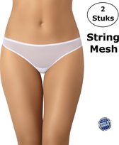 Teyli Dames String van Mesh Stof - Wit M - 2 Pack