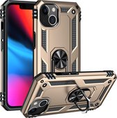 Hoesje iPhone 13 - Goud - Met magneet en standaard - Hard case - Shockproof