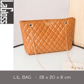 Lagloss Fashion Bag Tas Mode Cognac bruin - Geborduurd Tasje - Type Lil Bag - Combi SchouderTas - Straatmode - 33x20x8 cm