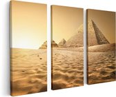 Artaza Canvas Schilderij Drieluik Egyptische Piramides - Egypte - 120x80 - Foto Op Canvas - Canvas Print