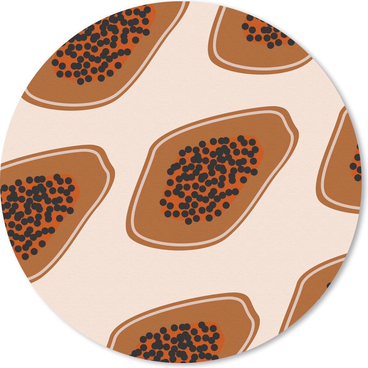 Muismat rond 40x40 cm - Mousepad Zomer - Avocado's - Bruin - Ronde muismatten
