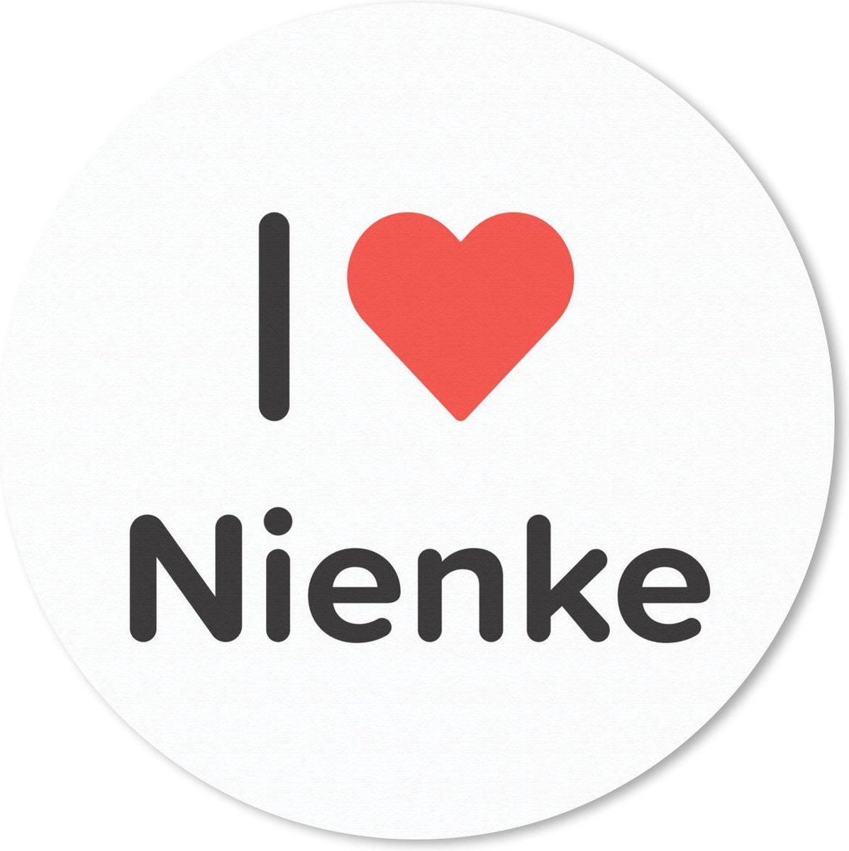 Muismat rond 20x20 cm - Mousepad I love - Nienke - Meisje - Ronde muismatten
