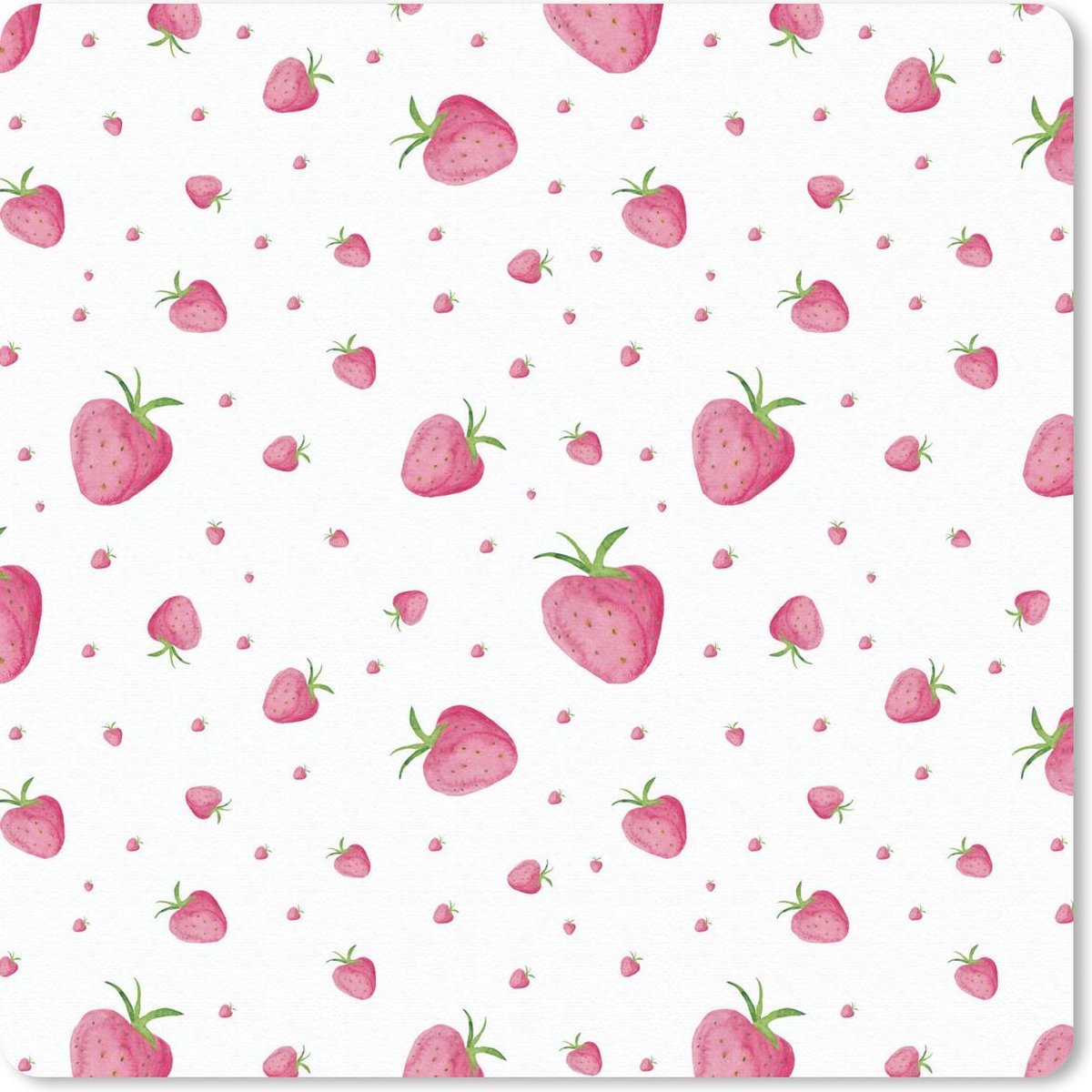 Muismat 20x20 cm - Mousepad Aardbei - Waterverf - Sjablonen - Muismatten
