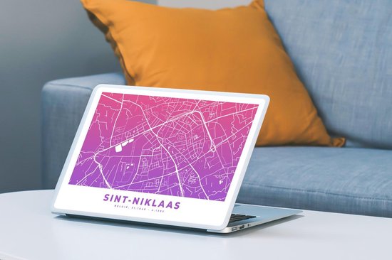 Sticker pour ordinateur portable - 14 pouces - Plan de la ville - België - Sint-Niklaas - Violet