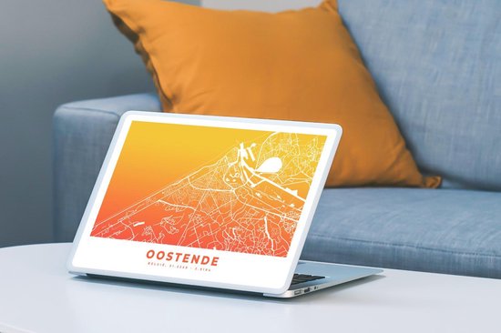 Autocollant pour ordinateur portable - 11,6 pouces - Plan de la ville - België - Ostende - Oranje - 30x21cm - Autocollants pour ordinateur portable - Skin pour ordinateur portable - Couverture