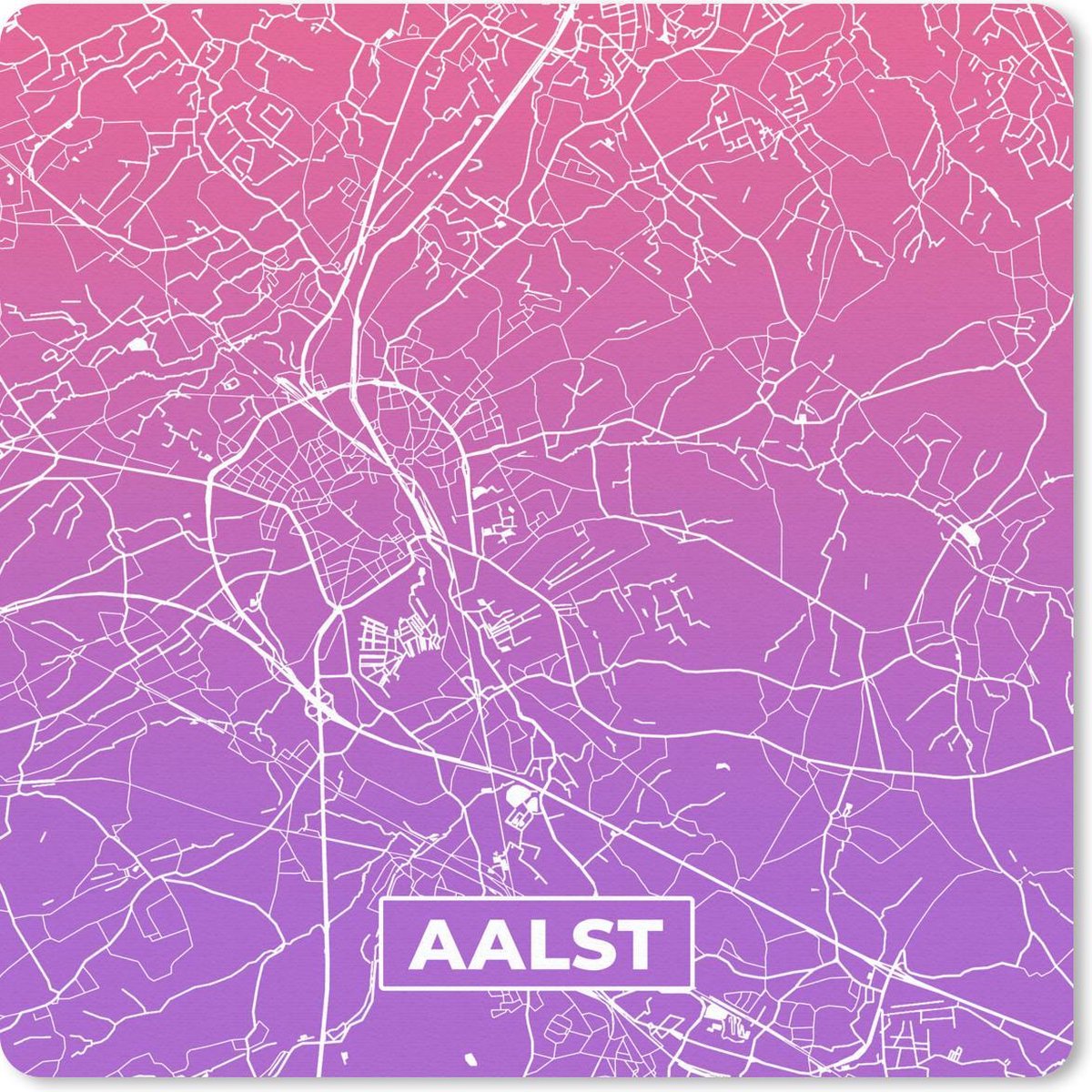 Muismat 20x20 cm - Mousepad Stadskaart - Aalst - Paars - Roze - Muismatten