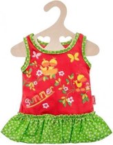 poppenkleding zomerjurk groen/rood 28-35 cm