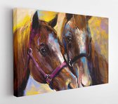 Canvas schilderij - Pastel painting on a cardboard of a horses. Modern Art  -     1040679532 - 80*60 Horizontal