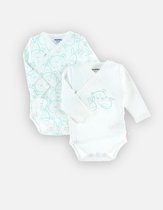 noukie's , body set 2 stuks , creme groen , nouky / paco / lola , 6 maand 68