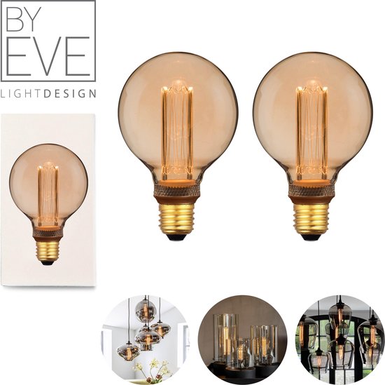 verdieping teer onderwijs BY EVE G95 LED Filament - 2 stuks - Champagne - Sfeerverlichting -  Glasvezel - Dimbaar... | bol.com