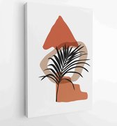 Canvas schilderij - Botanical wall art vector set. Earth tone boho foliage line art drawing with abstract shape. 2 -    – 1881390325 - 115*75 Vertical