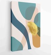 Canvas schilderij - Botanical wall art vector set. Golden foliage line art drawing with abstract shape 3 -    – 1897757467 - 50*40 Vertical