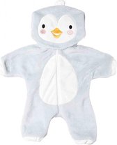 poppenonesie Pingu√Øn junior fluweel wit/grijs