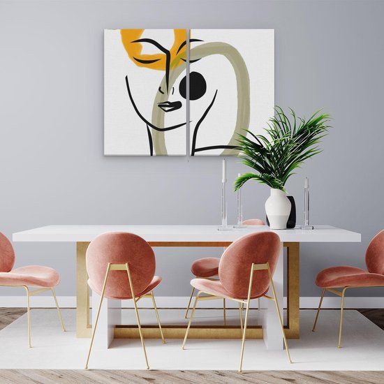 Artaza - Peinture sur toile Diptyque - Art abstrait d'un visage - 80x60 - Photo sur toile - Impression sur toile