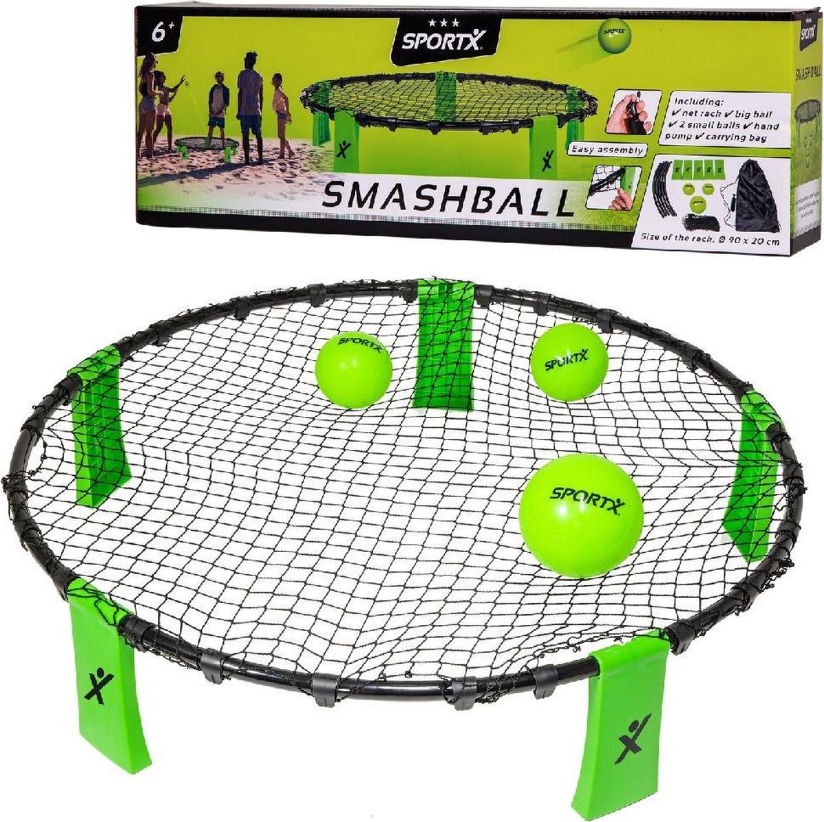 SportX Smashball - Vang- en werpspel - Met handpomp en opbergtas - Vanaf 7 jaar