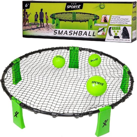 SportX Smashball - Vang- en werpspel - Met handpomp en opbergtas -  Vanaf 7 jaar