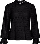 Vila T-shirt Vichikka High Neck L/s Lace Top 14067552 Black Dames Maat - S