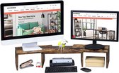 Segenn's Monitorstandaard voor 2 Monitoren - Verstelbare Schermstandaard - Laptopstandaard - Schermverlenging - Tafelopberger - Ruimtebesparend - Houtlook - Vintage - Donkerbruin