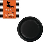 Halloween - Wegwerp servies set heks yes i can drive a stick 16x bordjes / 16x servetten - Halloween tafeldecoratie