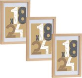 3x stuks houten fotolijst bruin geschikt voor een foto van 18 x 24 cm of 21 x 30 cm