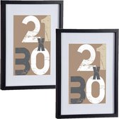 2x morceaux de cadre photo en bois, noir, adapté pour une photo de 21 x 30 cm ou 30 x 40 cm