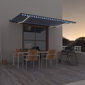 Everest Luifel handmatig uittrekbaar met LED 500x350 cm blauw en wit