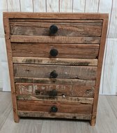 Industrieel nachtkastje - kastje - industrieel - oud hout