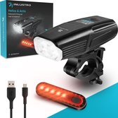 Inlustro LED Fietsverlichting Set - USB Oplaadbaar - Voorlicht en Achterlicht Fietslamp - IPX6 Waterdicht Fietslicht - Zwart