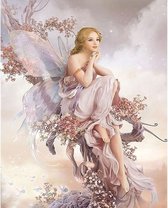 Diamond  Painting Witte Fee 50x65   Vierkante steentjes