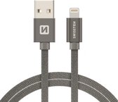 Swissten Lightning naar USB kabel voor iPhone 8/SE/X/XS/XR/11/12/13/14 - Pro/Pro Max/Mini/Plus en diverse iPad modellen - 2M - Grijs