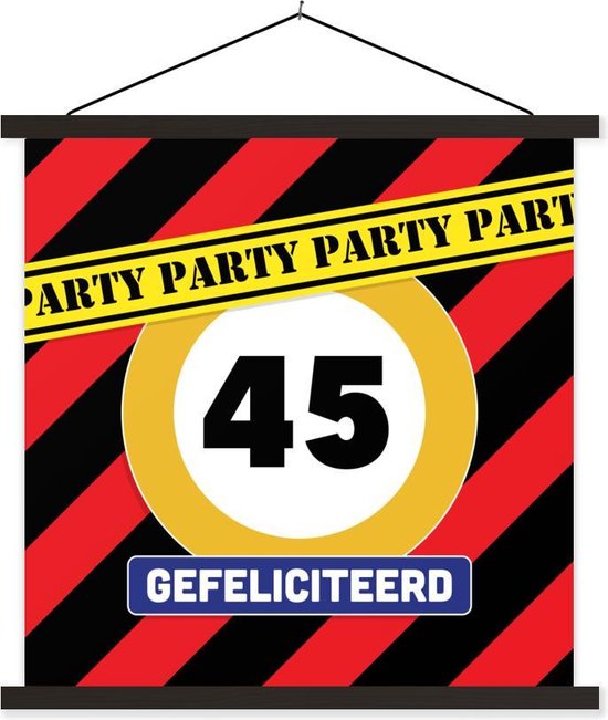 Porte-affiche avec affiche - Affiche scolaire - Anniversaire - 45 ans - Fête - 60x60 cm - Lattes noires