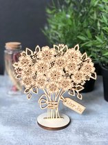 Bloemen op voet met de tekst 'Voor Jou' - Cadeau - Verjaardag - Beterschap - Liefde - Hout