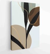 Canvas schilderij - Luxury botanical golden Texture wall art vector set. Marble art design with abstract shape and gold pattern. 2 -    – 1843002340 - 40-30 Vertical