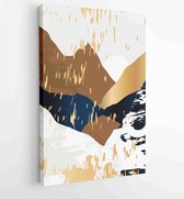 Canvas schilderij - Gold Mountain wall art vector set. Earth tones landscapes backgrounds set with moon and sun. 1 -    – 1848379462 - 50*40 Vertical