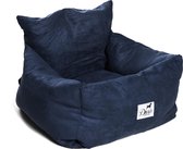 Dogs&Co Luxe honden autostoel ROYAL NAVY - Zeer luxe hondenmand voor in de auto - Comfortabele honden autozitje - Navy kleurig en zeer makkelijk schoon te maken - veilig auto bench voor puppy