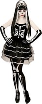 Widmann - Spook & Skelet Kostuum - Gothic Skelet Meisje - Vrouw - Zwart / Wit - XS - Halloween - Verkleedkleding