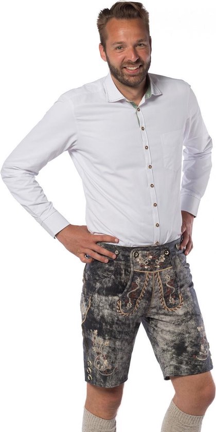 Tannhauser Lederhosen Vintage Kort Deluxe 100% Echt Leder Oktoberfest Heren Leer Bruin 2xl