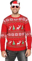 Wilbers & Wilbers - Foute Kersttruien - Trui Kerst Rendieren Onder De Kerstboom - rood - XL - Kerst - Verkleedkleding