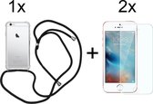 iPhone 5/5S/SE 2016 hoesje met koord transparant shock proof case - 2x iPhone 5/5S/SE 2016 screenprotector